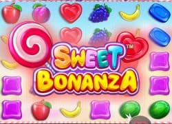 Casino Sweet Bonanza game with colorful candies and fruits.  Lucky Fox Casino Online Canada